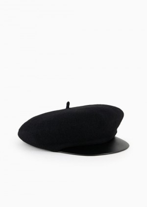 Black Emporio Armani Felt Beret With Stiff Visor | EA-SN57472