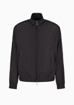 Black Emporio Armani Full-zip Blouson In Light Nylon With Logo Tape | EA-SN58266