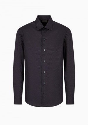 Black Emporio Armani Geometric Jacquard Shirt | EA-SN57923