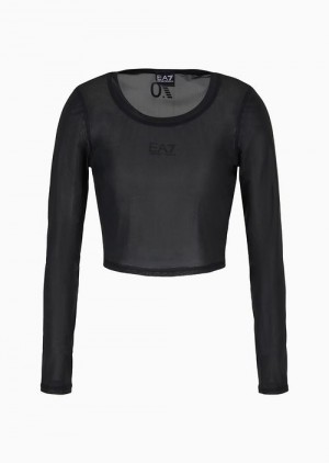 Black Emporio Armani Glitter Jersey Crew-neck 7.0 T-shirt | EA7-SN59676