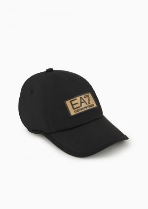 Black Emporio Armani Gold Label Recycled-fabric Baseball Cap | EA7-SN60014