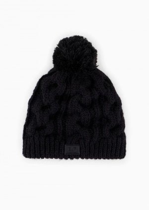 Black Emporio Armani Graphic Series Mountain Beanie Asv | EA7-SN59716