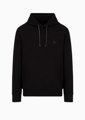 Black Emporio Armani Hooded Sweatshirt With Micro Logo Patch | EA-SN58529