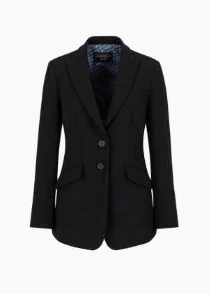 Black Emporio Armani Icon Single-breasted Jacket In A Triacetate Blend | EA-SN56458