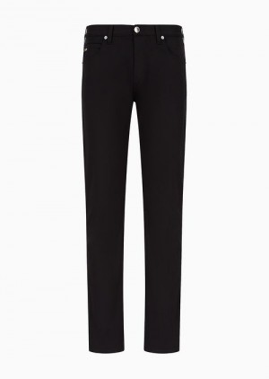 Black Emporio Armani J45 Regular-fit, Stretch-gabardine Jeans | EA-SN57976