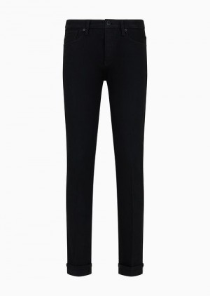 Black Emporio Armani J75 Slim-fit Denim Jeans With All-over Ramadan Capsule Collection Rhinestones | EA-SN57986