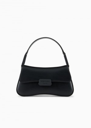 Black Emporio Armani Leather Baguette Shoulder Bag With Strap | EA-SN57385