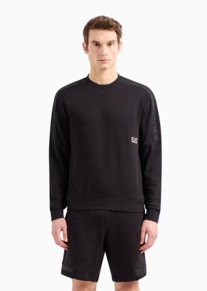 Black Emporio Armani Logo Series Cotton Crew-neck Sweatshirt | EA7-SN59980