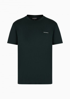 Black Emporio Armani Lyocell-blend Jersey T-shirt With Asv Micro Logo Lettering | EA-SN58596