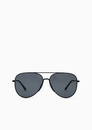 Black Emporio Armani Men’s Aviator Sunglasses | EA-SN59411