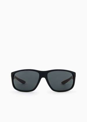 Black Emporio Armani Men’s Pillow Sunglasses | EA-SN59441