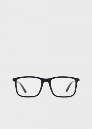 Black Emporio Armani Men’s Rectangular Glasses | EA-SN59377