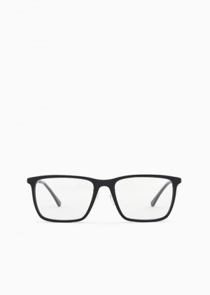 Black Emporio Armani Men’s Rectangular Glasses | EA-SN59380