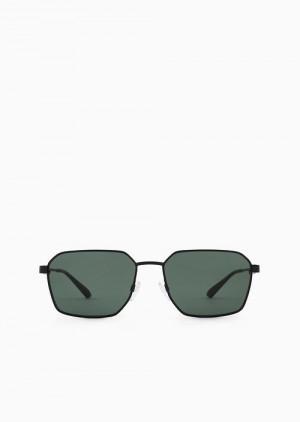 Black Emporio Armani Men’s Rectangular Sunglasses | EA-SN59485