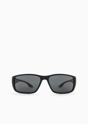 Black Emporio Armani Men’s Rectangular Sunglasses | EA-SN59502