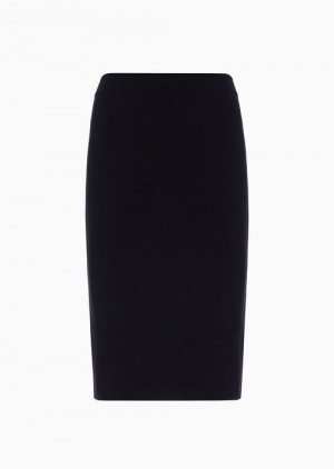 Black Emporio Armani Milano-stitch Pencil Skirt | EA-SN56914