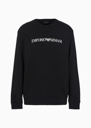 Black Emporio Armani Modal-blend Sweatshirt With Logo Print | EA-SN58544