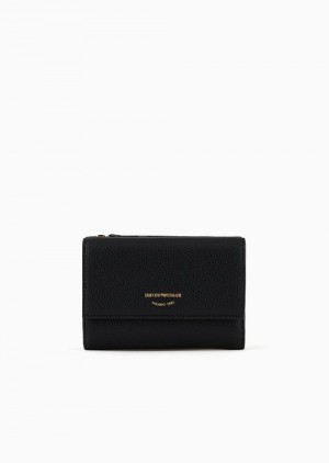 Black Emporio Armani Myea Bifold Wallet With Deer Print | EA-SN57628