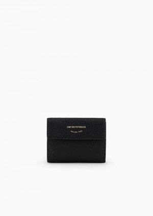 Black Emporio Armani Myea Trifold Wallet With Deer Print | EA-SN57627