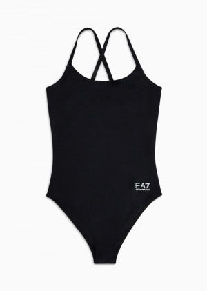 Black Emporio Armani One-piece Swimsuit With Logo | EA7-SN59597