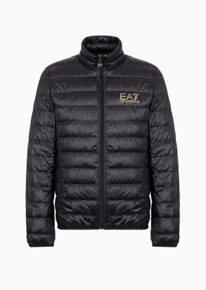 Black Emporio Armani Packable Core Identity Puffer Jacket | EA7-SN59815