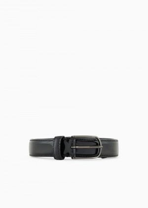 Black Emporio Armani Patent Leather Belt | EA-SN59113