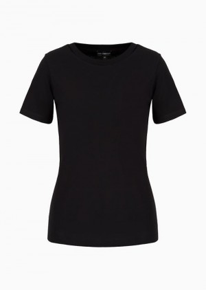 Black Emporio Armani Pima-jersey Crew-neck T-shirt | EA-SN57053