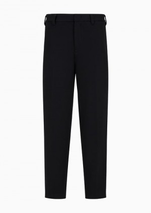 Black Emporio Armani Piqué Jersey-fleece Trousers | EA-SN58412