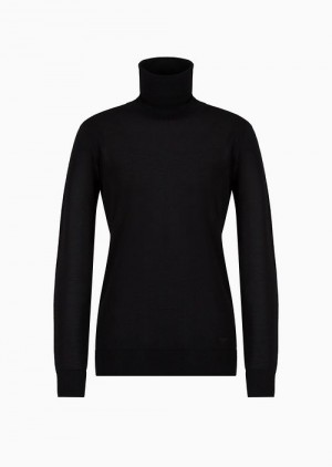 Black Emporio Armani Pure Virgin-wool Rollneck | EA-SN56698