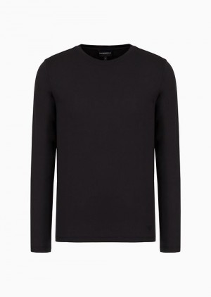 Black Emporio Armani Silk/Cotton Blend Jumper | EA-SN58689