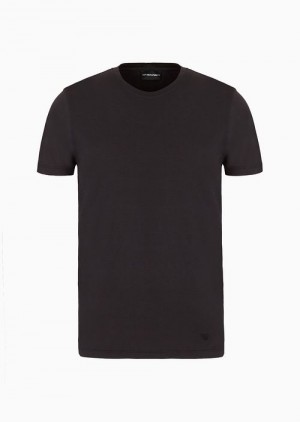 Black Emporio Armani Silk/Cotton Blend T-shirt | EA-SN58690