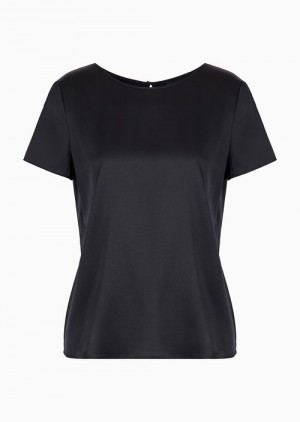 Black Emporio Armani Silk Satin Blouse | EA-SN56958