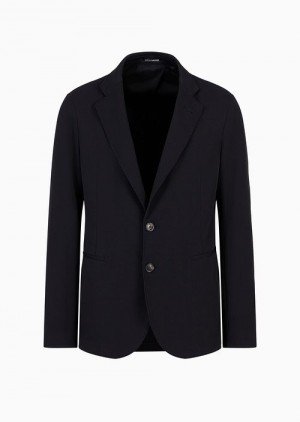 Black Emporio Armani Single-breasted Jacket In A Smooth, Textured Stretch Fabric | EA-SN57821