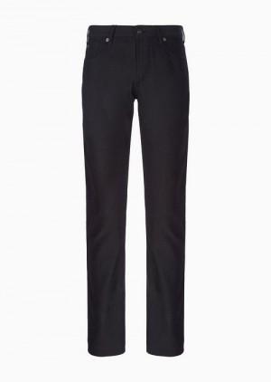 Black Emporio Armani Slim-fit J06 Trousers In Textured, Yarn-dyed Fabric | EA-SN58001