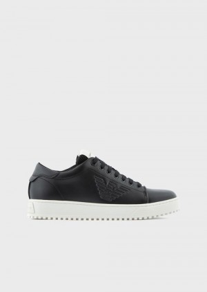 Black Emporio Armani Soft, Action-leather Sneakers | EA-SN58971