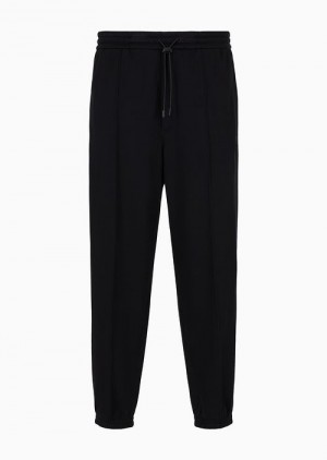 Black Emporio Armani Soft-touch Jersey Joggers With Ribbing | EA-SN58395