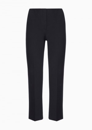 Black Emporio Armani Stretch Gabardine 7/8 Trousers | EA-SN56873