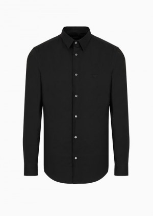 Black Emporio Armani Stretch Nylon-blend Shirt | EA-SN57866