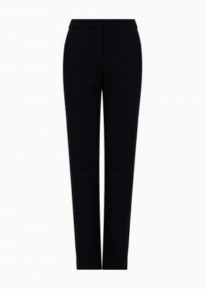 Black Emporio Armani Super Slim Fit Trousers In Milano-stitch Fabric | EA-SN56818