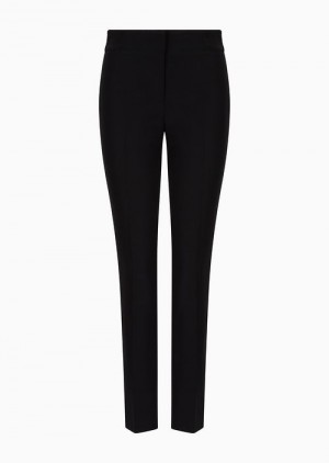 Black Emporio Armani Technical Cady Flared 7/8 Trousers | EA-SN56867