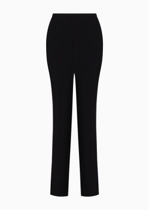 Black Emporio Armani Technical-cady Cigarette Trousers | EA-SN56813