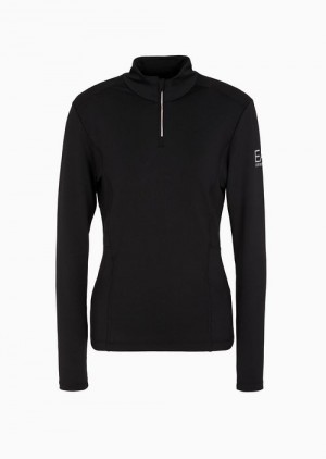 Black Emporio Armani Technical-fleece Ski Jacket | EA7-SN59579