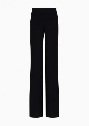 Black Emporio Armani Techno Cady Palazzo Trousers | EA-SN56876