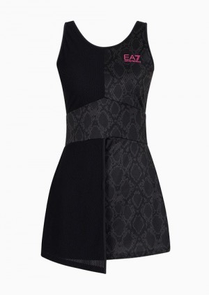 Black Emporio Armani Tennis Pro Dress In Ventus7 Technical Fabric | EA7-SN59509