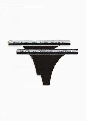 Black Emporio Armani Thongs | EA-SN56636