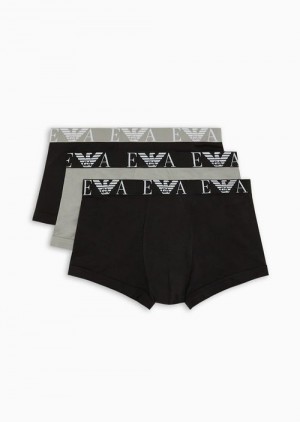 Black Emporio Armani Three-pack Of Boxer Briefs With Bold Monogram Logo | EA-SN58799