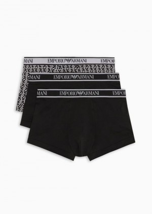 Black Emporio Armani Three-pack Of Boxer Briefs With Core Logo Waistband | EA-SN58805