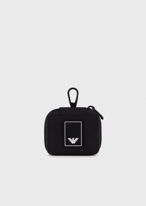 Black Emporio Armani Travel Essentials Nylon Airpods Case | EA-SN59281