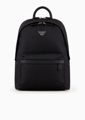 Black Emporio Armani Travel Essentials Recycled Nylon Backpack | EA-SN57333