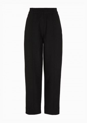 Black Emporio Armani Travel Essentials Stretch-cady Elasticated-waist Trousers | EA-SN56803